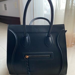 Celine phantom bag navy leather with suede lining